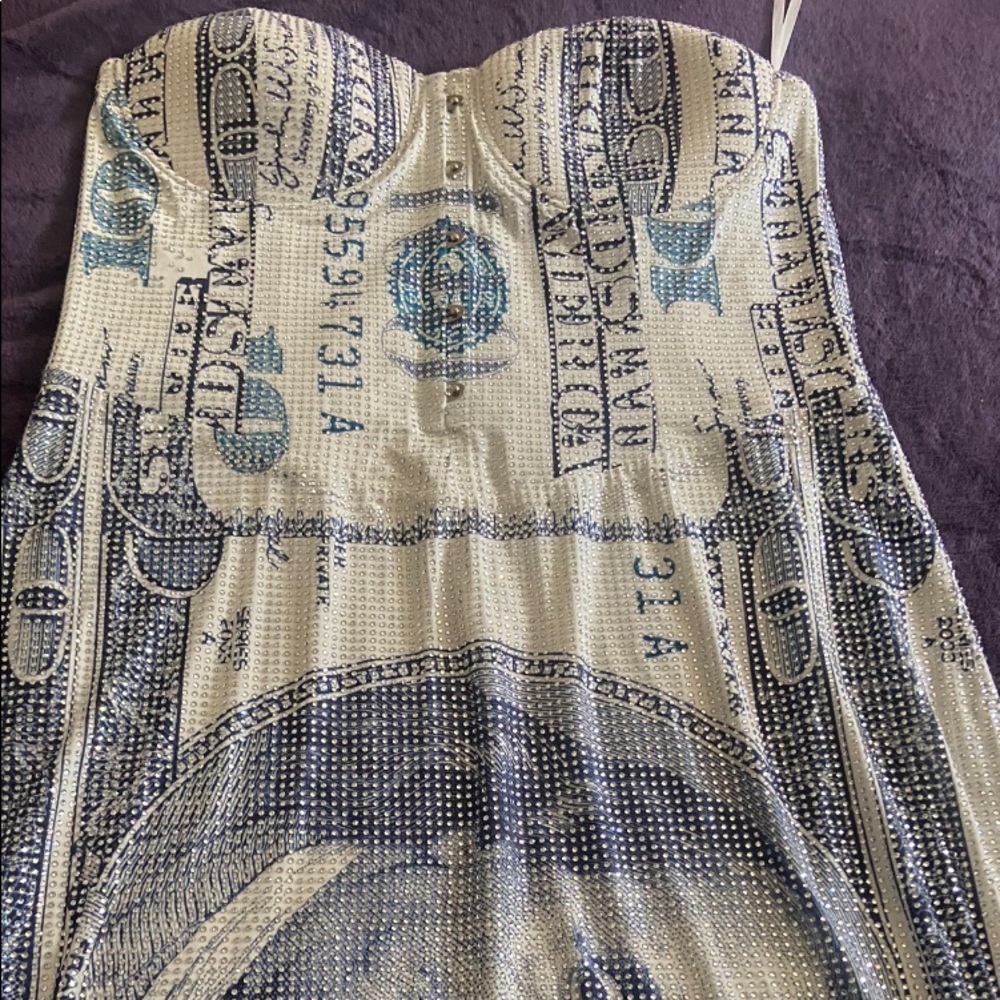 Strapless crystal embellished midi dress